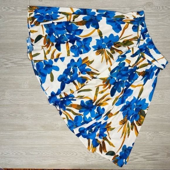 Flint and moss floral flare skirt blue flowers and brown twig design size small - Picture 1 of 4